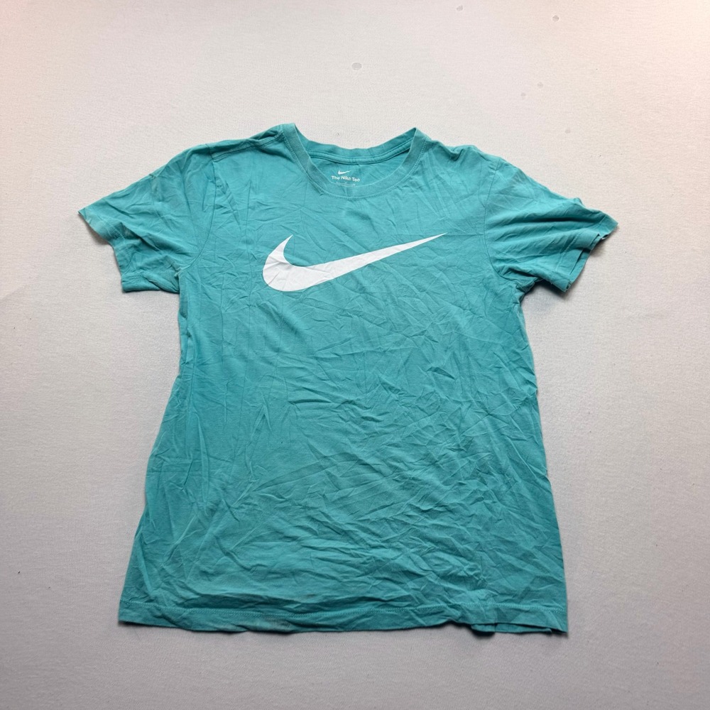 Nike T-Shirt Mens Small Turquoise Good Short Sleeve Swoosh Logo Tee